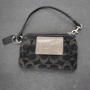 Coach Poppy Black Monogram Wristlet